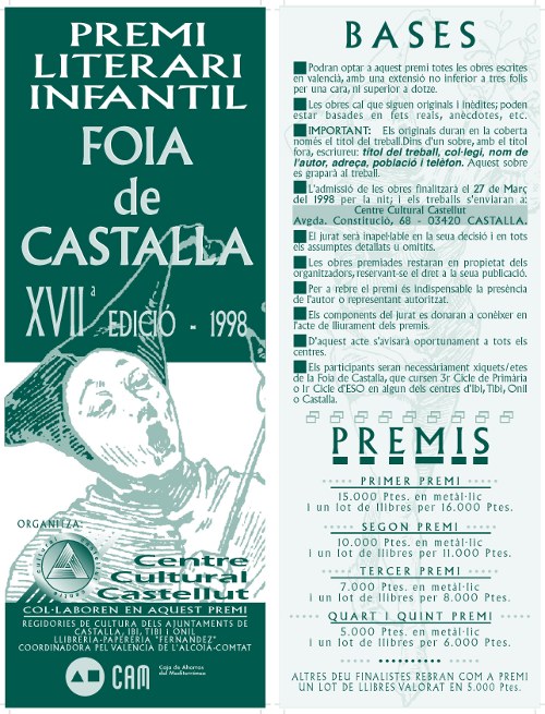 Premi Literari Infantil “Foia de Castalla” XVII Edició (1998)